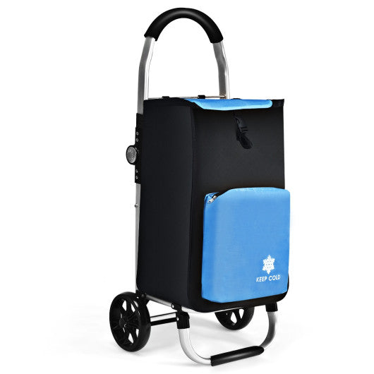 Costway Blue Folding Utility Shopping Trolley with Removable Bag