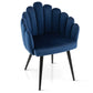 Costway Blue Modern Velvet Dining Chair with Metal Base and Petal Backrest