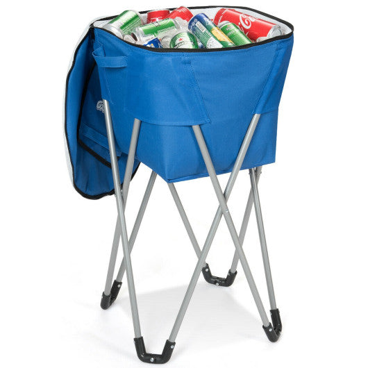 Costway Blue Portable Insulated Tub Party Picnic Cooler with Folding Stand