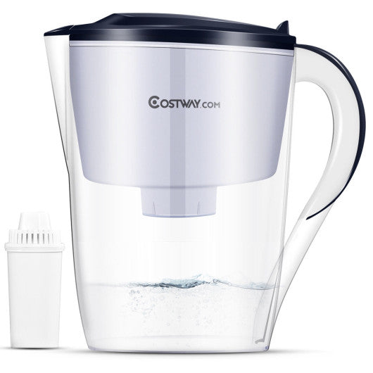 Costway Blue Water Pitcher Filter 10 Cup Capacity BPA Free with 1 Portable Filter
