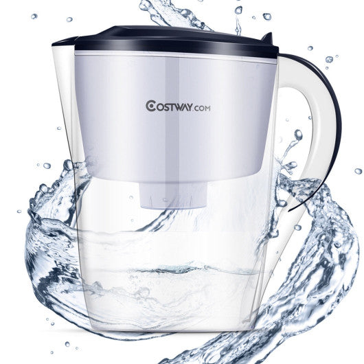 Costway Blue Water Pitcher Filter 10 Cup Capacity BPA Free with 1 Portable Filter
