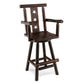 Costway Brown 29" Wooden Swivel Bar Stool with Footrest Backrest Armrest
