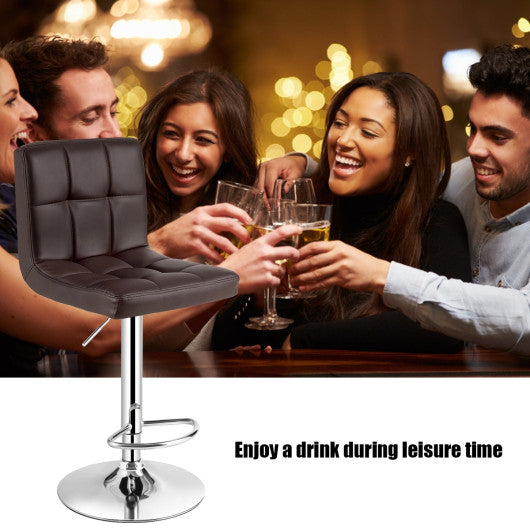 Costway Brown Adjustable Swivel Bar Stool with PU Leather