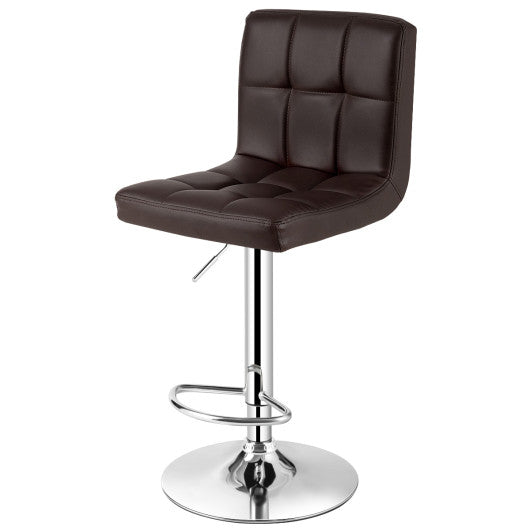 Costway Brown Adjustable Swivel Bar Stool with PU Leather