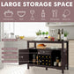 Costway Brown Elegant Classical Multifunctional Wooden Wine Cabinet Table