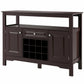 Costway Brown Elegant Classical Multifunctional Wooden Wine Cabinet Table