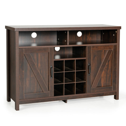 Costway Brown Farmhouse Sideboard with Detachable Wine Rack and Cabinets