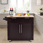 Costway Brown Heavy Duty Rolling Kitchen Cart with Tower Holder and Drawer