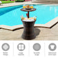 Costway Brown Height Adjustable Patio Rattan Cooler Bar Table