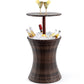 Costway Brown Height Adjustable Patio Rattan Cooler Bar Table