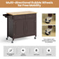 Costway Brown Modern Rolling Kitchen Cart Island with Wooden Top