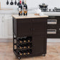 Costway Brown Modern Rolling Storage Kitchen Cart with Drawer