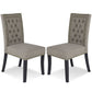 Costway Brown Set of 2 Fabric Dining Chairs with Rubber Wooden Legs