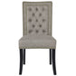 Costway Brown Set of 2 Fabric Dining Chairs with Rubber Wooden Legs