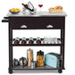 Costway Brown Stainless Steel Mobile Kitchen Trolley Cart With Drawers & Casters