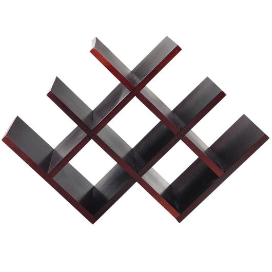Costway Burgundy Wooden Bottle Rack Wine Holder for 8 Bottles