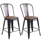 Costway Copper 2-Set Metal Wood Counter Stool Rustic Dining Chairs