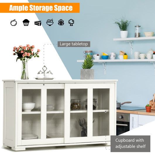 Costway 42 in. Cream White Kitchen Storage Cabinet Sideboard