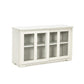 Costway Cream White Sideboard Buffet Cupboard Storage Cabinet with Sliding Door