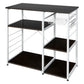 Costway Dark Brown Industrial Kitchen Baker's Rack Microwave Shelf with 6 Hooks