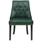 Costway Dark Green Modern Upholstered Button-Tufted Dining Chair with Nail Trim