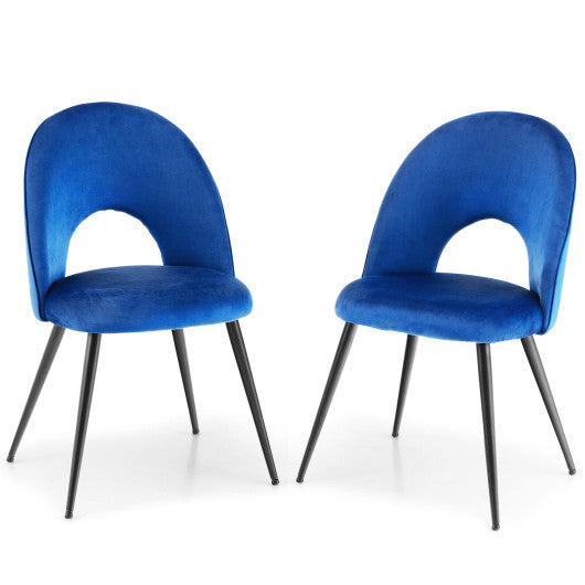 Costway Dining Chair Set of 2 with Metal Base and Adjustable Pads