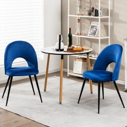 Costway Dining Chair Set of 2 with Metal Base and Adjustable Pads