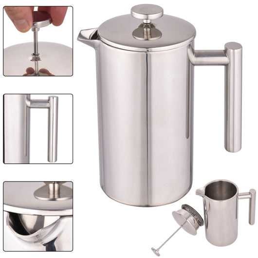 Costway Double Wall Stainless-Steel Coffee Press Maker