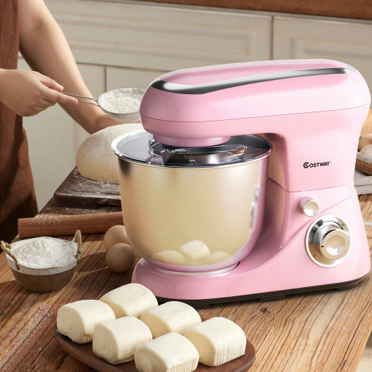 Costway EP24831PI 5.3 Qt Stand Kitchen Food Mixer 6 Speed with Dough Hook Beater