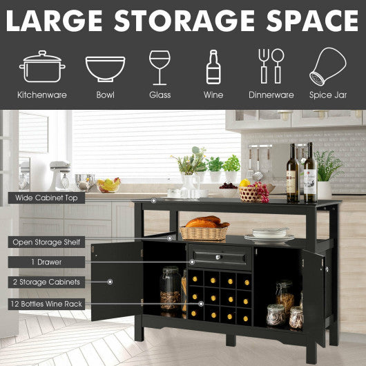 Costway Elegant Classical Multifunctional Wooden Wine Cabinet Table