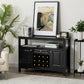 Costway Elegant Classical Multifunctional Wooden Wine Cabinet Table