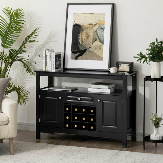 Costway Elegant Classical Multifunctional Wooden Wine Cabinet Table