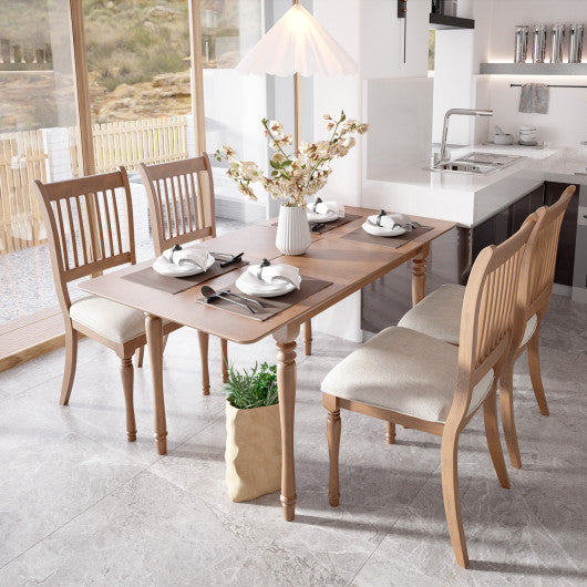 Costway Extendable Wooden Dining Table with Rubber Wood Legs