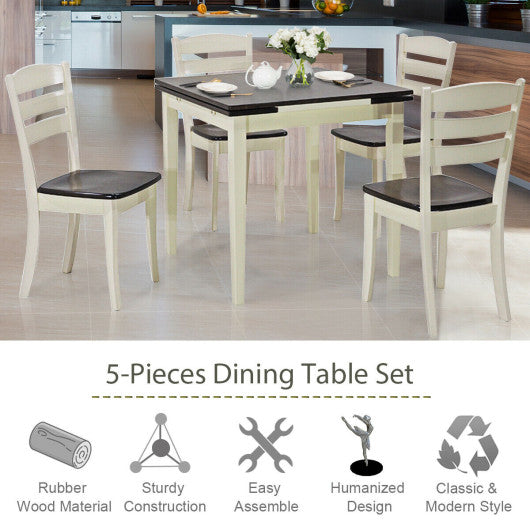 Costway Extending 5 Piece Wood Dining Table Set