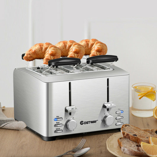 Costway Extra-Wide Slot Stainless Steel 4 Slice Toaster