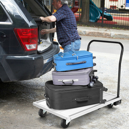 Costway Folding Aluminum Alloy Platform Truck with 4 TPR Wheels