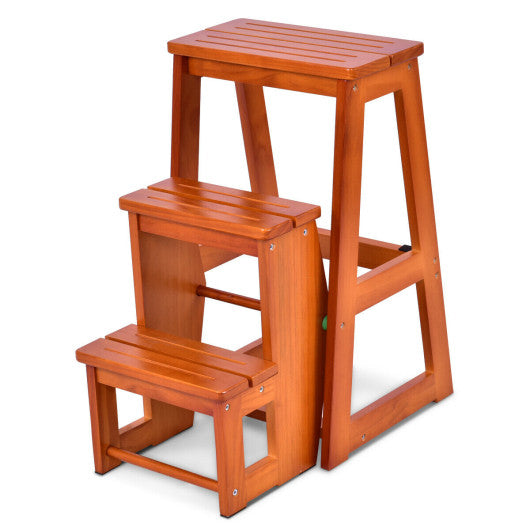 Costway Folding Multi-functional 3-tier Ladder Wood Step Stool