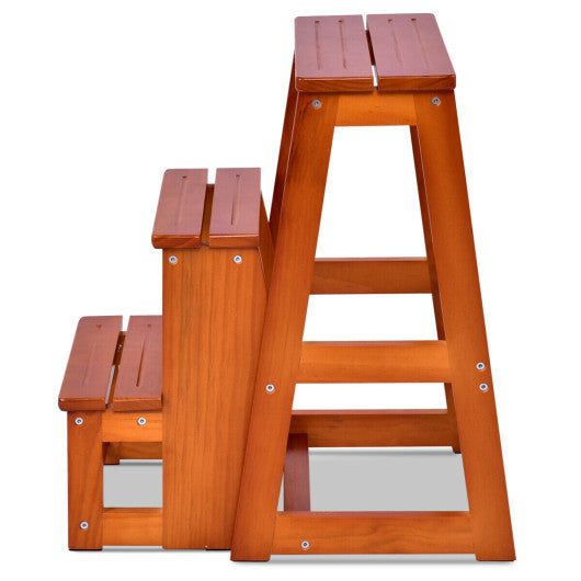 Costway Folding Multi-functional 3-tier Ladder Wood Step Stool
