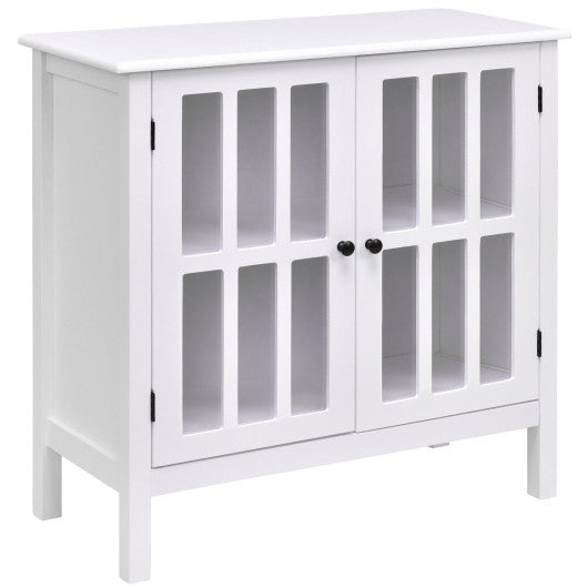 Costway Glass Door Sideboard Console Storage Buffet Cabinet