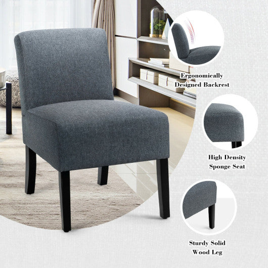 Costway Gray Accent Chair Fabric Upholstered Leisure Chair with Wooden Legs