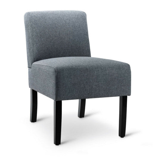 Costway Gray Accent Chair Fabric Upholstered Leisure Chair with Wooden Legs