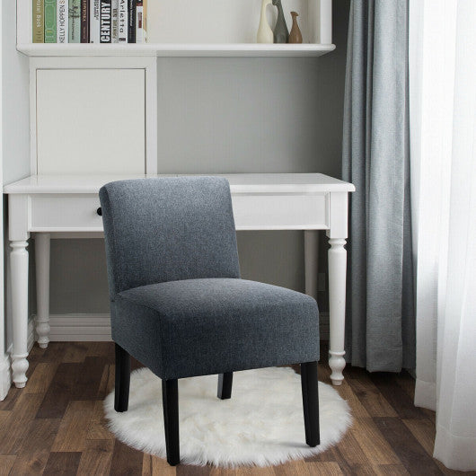 Costway Gray Accent Chair Fabric Upholstered Leisure Chair with Wooden Legs