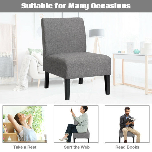 Costway Gray Armless Accent Chair with Rubber Wood Legs