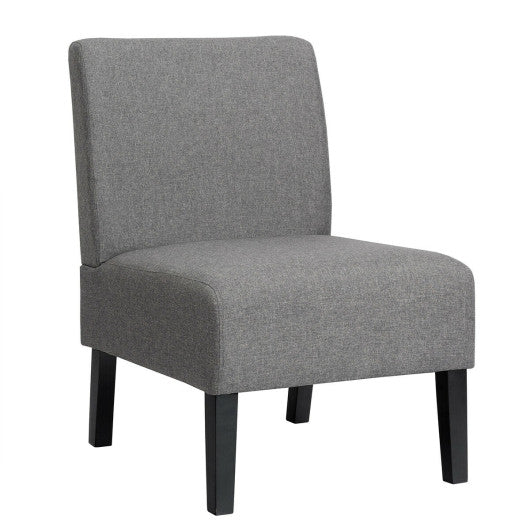 Costway Gray Armless Accent Chair with Rubber Wood Legs