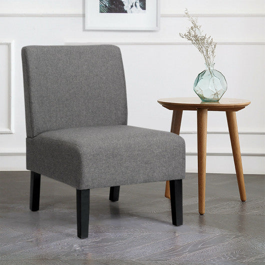 Costway Gray Armless Accent Chair with Rubber Wood Legs