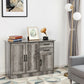 Costway Gray Buffet Storage Cabinet Kitchen Sideboard with 2 Drawers