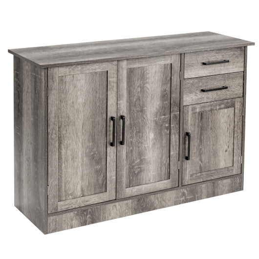 Costway Gray Buffet Storage Cabinet Kitchen Sideboard with 2 Drawers
