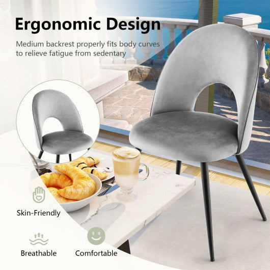 Costway Gray Dining Chair Set of 2 with Metal Base and Adjustable Pads