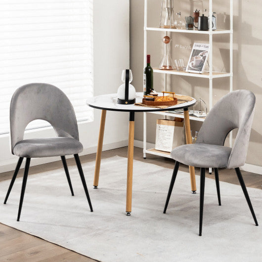Costway Gray Dining Chair Set of 2 with Metal Base and Adjustable Pads