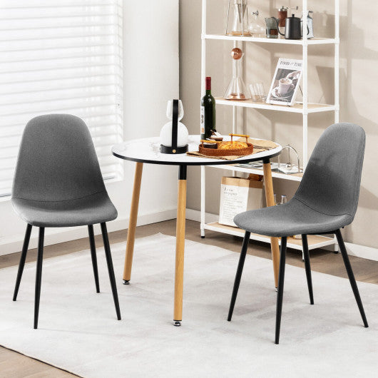 Costway Gray Dining Chairs Set of 2 with Black Metal Legs